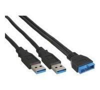 USB 3.0 ADAPTERKABEL - 2X STECKER A AUF PFOSTENANSCHLUSS 19POL. - 0,4M