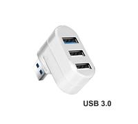 (USB 3.0 blanc) HUB USB 3.0, adaptateur rotatif à 180, mini répartiteur, 1 à 3 ports, haute vitesse