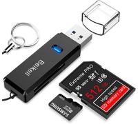 USB 3.0 Card Reader, High Speed SD/Micro SD Memory Card Reader MMC Memory Stick SDXC SDHC MSXC for Windows PC and Mac OS ¿ with Keyring ¿ Black