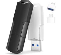 USB 3.0 Flash Drive 32GB Black and White with USB-C Adapters and Lanyards - High Speed USB Flash Drive for File Photo Video Office School (2 Pack)