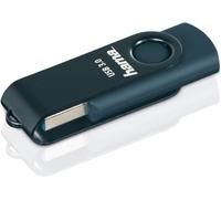USB 3.0 Flash Drive ""Rotate"" (32GB Capacity, Transfer Rate 70MB/s, with Key Ring, Flash Pen USB Stick) Petrol Blue