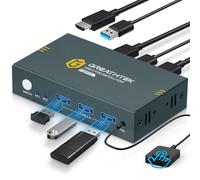 USB 3.0 HDMI KVM Switch 2 Port 4K@60Hz,KVM Switch for 2 PC 1 Monitor with 3 Ports USB3.0,HDMI2.0,HDCP2.2,Support EDID,Includes 2 USB 3.0 Cables