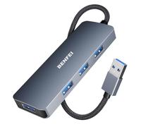 USB 3.0 Hub 4 Ports, BENFEI Ultra Fin Compatible avec MacBook, Mac Pro, Mac Mini, iMac, Surface Pro, XPS, PC, Lecteur Flash, Disque Dur Mobile[Coque en Aluminium et câble en Nylon]