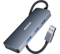 Usb 3.0 Hub 4 Ports,Ultra Fin Compatible Avec Macbook,Mac Pro,Mac Mini,Imac,Surface Pro,Xps,Pc,Lecteur Flash,Disque Dur Mobile[Coque En Aluminium Et Câble En Nylon]