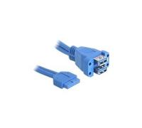 USB 3.0 Pin Header - Câble interne USB vers externe - tête 19 broches USB 3.0 (F) pour USB type A (F) - 45 cm - bleu