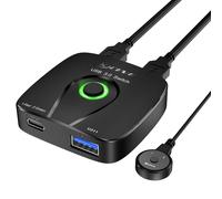 Usb 3.0 Switch, 2 Entrées 1 Sortie Usb Commutateur Pour 2 Pc Partager Imprimante Clavier Souris Clé Usb Disque Dur Externe Scanner, Avec 2 Usb Câbles, Un Bouton De Commande Filaire[HUB6110167]