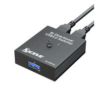 USB 3.0 Switch,commutateur bidirectionnel 2 en 1 sortie/1 sorties,MLEEDA Switch pour ordinateurs partage clavier souris imprimante, Avec contrôleur de bureau et câbles USB3.0, noir