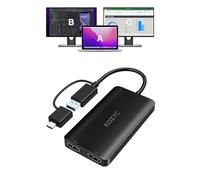 USB 3.0 to HDMI Splitter Extended Display Dual Monitors, USB 3.0-A/C vers Dual HDMI Adapter 4K@30Hz+1080p@60Hz Compatible avec MacBook/MacBook Pro Air Dell (MST Support MacOS/Windows)