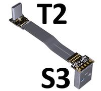 Usb 3.0 Type-C Câble De Données De Remplissage Rapide 3a Usb Type C Double Usb À 90 Degrés C Kaben Ruban Plat Coudé Vers Le Bas Col De Cygne Type - Type S3-T2-0.2m