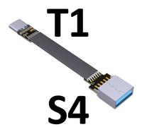 Usb 3.0 Type-C Câble De Données De Remplissage Rapide 3a Usb Type C Double Usb À 90 Degrés C Kaben Ruban Plat Coudé Vers Le Bas Col De Cygne Type - Type S4-T1-3.0m