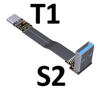 Usb 3.0 Type-C Câble De Données De Remplissage Rapide 3a Usb Type C Double Usb À 90 Degrés C Kaben Ruban Plat Coudé Vers Le Bas Col De Cygne Type - Type S2-T1-0.05m