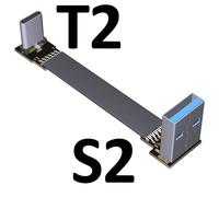 Usb 3.0 Type-C Câble De Données De Remplissage Rapide 3a Usb Type C Double Usb À 90 Degrés C Kaben Ruban Plat Coudé Vers Le Bas Col De Cygne Type - Type S2-T2-3.0m