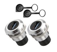 USB 3.0 vers Prise Panneau, 2 Pcs Adaptateur de Fixation Fileté Intégré 5 Gbps USB3.0 Femelle, Rond Convertisseur Presse pour Voiture avec Capuchon étanche, pour USB Transfert Données/Chargement