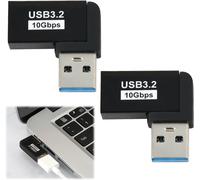 Usb 3.1 90 Degrés Angle Adaptateur 10Gbps, Transfert De Données Rapide, Connecteur En L, Rétrocompatible Usb 3.0/2.0/1.0, Otg, Compact Et Portable, Pack De 2, Doubleur Usb