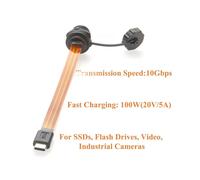 USB 3.1 Type-C Male to Female Extension Cable 10Gbps Flush Panel Mount USB C FPC Ribbon Flat Cable100W for Data Transfer