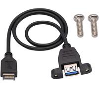 Usb 3.1 Type-E En-Tête Du Panneau Avant Vers Usb 3.0 Adaptateur D'Extension Usb-A Femelle,Serrure À Double Vis Le Type De Montage De Panneau De Câble De Données Usb3.0 Standard.(50Cm)[L2946]