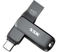 USB 3.2 Flash Drive 64 GB,Read Speed up to 200 MB/S,Double USB Flash Drive with USB Type C and USB A,Sturdy Metal USB Flash Drive Black for Smartphone,Tablets,MacOS,iPhone 15 Storage,Car,