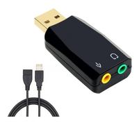 USB 3.5mm Stereo Jack Audio Adapter,USB to AUX Cable,Computer Peripheral Devices Built-in Chip for Windows Mac Linux Pc Laptops Desktops PS4 PS5 Black Headphones