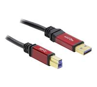 DeLock Câble USB 3.2 Gen1 USB-A mâle USB-B mâle 3,00 m rouge/noir, contacts dorés, certifié UL 82758