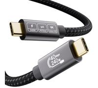 USB 4 Cable with Thunderbolt 4 Data 40Gbps, PD3.1 48V5A 240W, 8K@60Hz 4K@144Hz USB C Video Cable 0.5 m for Display USB C, eGPU, iPhone 16, iPhone 15, MacBook, iPad, Dockings, Hub, Switch