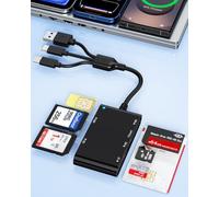 USB-A/USB-C/Lightning Lecteur Carte Identité Belgian ID Card Reader SIM SD | Lecteur de Carte DNI SIM pour SD/TF/MS/M2/SIM/IC/CAC&PIV ISO 7816 Carte, CAC Card Reader pour PC,Windows,Linux,Mac,Plug&Play