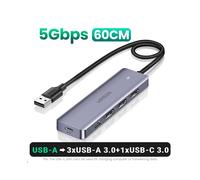 (USB-A vers 3A 1C 60CM) Hub USB C 4 ports USB Type C vers USB 3.0 Adaptateur répartiteur de hub compatible