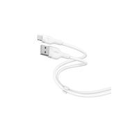 USB-A vers Lightning en silicone, longueur 2 metres , blanc.