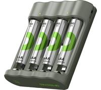 Usb Akkuladegerät B441, Mit 4 Ladeslots (Grau, Inkl. 4x Gp Akkus Aaa