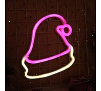 USB Alimenté par piles Bonnet de Noël LED Néon Applique murale, Néon Signe Veilleuses Néon Lumière néon pour Parti Bar Gaming Chambre Mur Décoration de Noël, Enfants Anniversaire