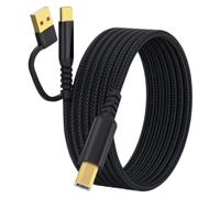 USB-B to USB-C/A Printer Cable Plug and Play,Nylon Braided Cord for Printers Digital Piano MIDI Controllers