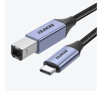 USB B to USB C Printer Cable 2M Nylon Braided Premium Aluminum Alloy Housing Compatible with MacBook Pro, HP, Epson, Canon, Brother, Lexmark