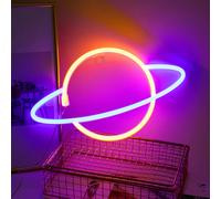 USB Battery Power Planet LED Neon Wandleuchte, Neon Schild Nachtlights Neon Sign Neonlicht enseigne lumineuse pour Party Bar Gaming Chambre Décoration murale, anniversaire des enfants