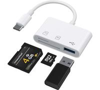 USB C 2.0 Memory Card Readers, SD + TF Card Slot Design 3 in 1 USB C Adapter Plug and Play, for Samsung/Xiaomi (White)