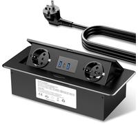 Usb C 20 W Recessed Power Socket, Recessed Socket With Usb And Usb C Port, Built-In Power Strip Black