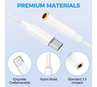Usb C 3.5mm Jack Adapter Headphone Jack Adapter Type C To Aux Audio Headphone Jack Compatible With Phone 16 Pro Max Plus 15 Galaxy S24 S23 S22 Galaxy S24 S23 Pad Mini/Pro