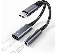 USB C 3.5mm Jack Adapter with Fast Charging,2 in 1 Type C PD 60W Charging Adapter,USB C to AUX Adattatore Compatible with iPhone 15/Pro/Max,S24/S23,Huawei USW