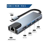 (USB C 5 EN 1) Station d'accueil de type C Hub USB 3.0 Splitter Adaptateur multiport 4K Compatible HDMI