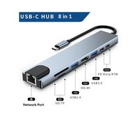 (USB C 8 EN 1) Station d'accueil de type C Hub USB 3.0 Splitter Adaptateur multiport 4K Compatible HDMI