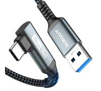 USB C 90 Angled Cable, 1.2M 10Gbps USB 3.1 Gen 2 USB to USB C Cable, USB Type C Fast Charge Compatible with Android Auto, Galaxy S22, SSD, Huawei P30/P20, Xiaomi-Grey