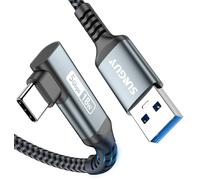USB C 90 Angled Cable, 3 Metres 5Gbps USB to USB C, USB Type C Fast Charge Compatible with Android Auto, Galaxy S22, SSD, Huawei P30/P20, Xiaomi-Grey