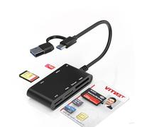 USB-C/A Belgian ID Card Reader - Lecteur Carte Identité Belge, ID, TF, SD, MMC, SIM, M2, Memory Stick Pro Duo -Prend en Charge les Cartes à Digital Signature, DNI, Carte de Santé, Lecteur eID Belgique