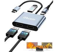 USB C a Dual HDMI Adapter, Hub USB C Con Dual HDMI 4K, USB 3.0, PD 100W, Adaptador Multipuerto Compatible Con MacBook Pro/Air, Dell, Samsung Galaxy, Surface, HP, Chromebook