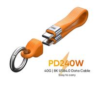 USB-C à type-c 240W USB4.0 40Gbps câble porte-clés PD3.1 5A 8K @ 60Hz cordon de données pour TV ordinateur portable tablette MacBook Transmission vidéo noir