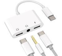 USB C Adapter Jack A 3.5 mm Headphone Audio AUX (3 in 1) for Apple iPhone SDoppiator Dual Earphone Microphone Charging Cable Type C iPad Plug Compatible for Charger Extender tp-3.5