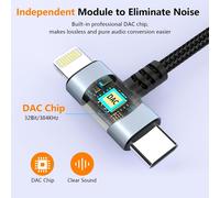 USB C Adapter + Lighting 3.5 mm Headphone Jack Adapter iPhone Cable Jack i-Phone Type C to Aux Chip DAC High Resolution Compatible with iPhone 16 15 14 13,S24 S23 S21,MacBook,Silver