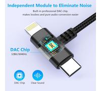 USB C Adapter + Lighting Jack 3.5 mm Headphone Adapter iPhone Cable Jack i-Phone Type C to Aux Chip DAC High Resolution Compatible with iPhone 16 15 14 13,S24 S23 S21,MacBook/Xiaomi