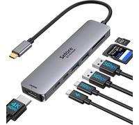 USB C Adapter, Selore USB C Hub HDMI 4K, USB 3.0 Ports, SD/TF Card Reading, 7-in-1 USB C Dock for MacBook Pro 2020 MacBook Air 2020 Huawei Matebook ChromeBook Pixel Tablet USB Type C