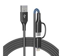USB C and Lightning Cable Quick Charge [2M] 2 in 1 Multi USB Cable [3A & Data Transmission] Universal Nylon Charging Charger with USB C Lightning Cable for iPhone 16/15/14/13/Huawei