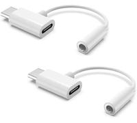 USB C Auxiliary Adapter & Charging,2 in 1 USB C 3.5mm Plug Adapter and Charger for Pad Pro2018/2020 Galaxy S23/S22 Ultra,Note 20/10,Huawei Pixel (2/White)