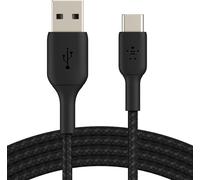 USB-C Braided Sheath Cable, USB-C to USB-A Charging Cable, USB Type-C Cable for iPhone 15, Plus, Pro, Pro Max, Samsung Galaxy S24, iPad Pro, Google Pixel, etc., 2m, Black